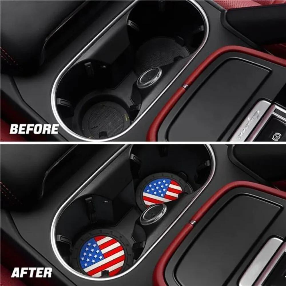American Flag Car Cup Coasters 4-Pack Cup Holder Anti Slip Rubber Vehicle